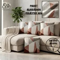 Capas de Almofada Piquet Kit 2,4,6 ou 8 pçs com zíper - 40x40cm – Toque Macio, Decorativa