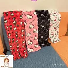 Novo Sanrio Hello Kitty Pijamas Flanela Moda Calças Femininas Kawaii Lã Anime Dos Desenhos Animados Casual Casa