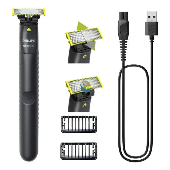 Aparador e Barbeador Philips OneBlade QP1424 Original Sem Fio Recarregável Bivolt Barba Rosto Corpo