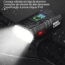 Lanterna Bicicleta Luz Forte Farol T6 Duplo 2*600 luens Led Recarregável USB Super Brilhante