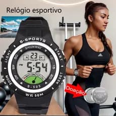 Relógio Digital Feminino Esportivo 50M À Prova D'Água com Luz LED e Cronômetro para Adolescente