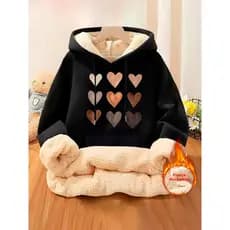 Blusa Moletom Feminino Casaco Moletom Feminino Moletom Peluciado Feminino Pelinho Estampado Exclusivo Premium
 Preto