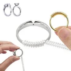 Ajustadores de Anel Aliança Transparente e Dourado Invisível Espiral Universal Regulador Facil
