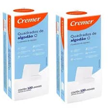 Kit 2x Algodão 100un Quadrado Bebê Sem Perfume Limpeza Macio