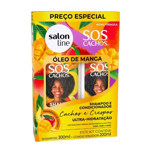 Kit Shampoo 300ml + Condicionador 200ml SOS Cachos Óleo de Manga