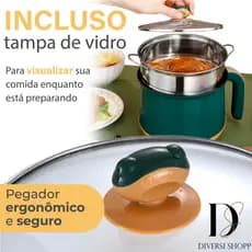 Panela Elétrica Multifuncional Revestimento Cerâmico Aquecimento Vapor 1.8L Para ovos Batatas Legume