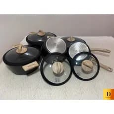 Jogo de Panela Antiaderente Granito Antiaderente Fogão a Gás Indução Cozinhe sem Grudar  Linha Premium