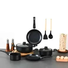 Jogo De Panelas 5 Peças com Revestimento Cerâmica Antiaderente mais Utensílios Cozinha Linha Premium