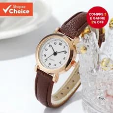 Relógio Feminino Moderno De Quartzo Com Mostrador Pequeno E Números Arábicos Pulseira De Couro