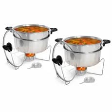 Kit 02 Rechaud Banho Maria 5 Litros Panela Alumínio Para Servir Caldos Sopas Buffet
