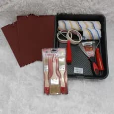 Kit Pintura Básico Parede Rolo Lã | Lixa | Pincel | Bandeja | Espátula | Fita Crepe