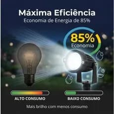 Kit 2 e 4 Luminárias Espeto Jardim 5W Led Refletor Rajix Prova Dágua IP66 Luz Branca Quente ou Verde Bivolt