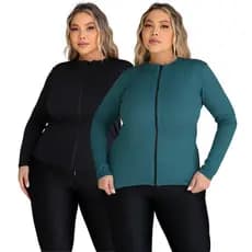 Kit 2 Jaqueta Leve Respirável Proteção Solar Blusa Térmica Casaco Fit Plus Size Manga Longa Academia
