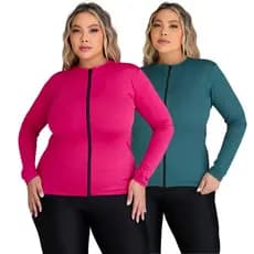 Kit 2 Casaquinho Com Zíper Frontal casaco Academia Plus Size Proteção termica Blusa Solar UV