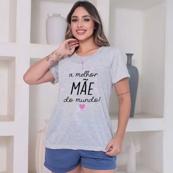 Pijama Feminino Baby Doll Dia Das Maes Melhor Mae Roupa Dormir