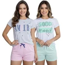 Kit 2 Pijama Feminino Aconchegante Fresquinho Verão Calor Leve Charmoso