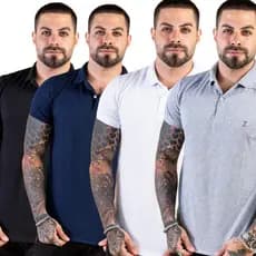 Kit 4 Camisa Polo Masculina Camiseta Gola Atacado Uniforme Liso