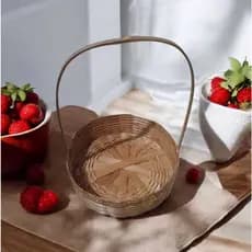 kit com 12 cestas de bambu 6 de 20 cm  6 de 25cm para café da amanhã e lembranças..