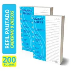 Refil Caderno Discos 90g Pautado Medio 200 Folhas 9 Furos