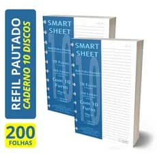 Refil Caderno de Discos 90g Pautado B5 200 Folhas 10 Furos