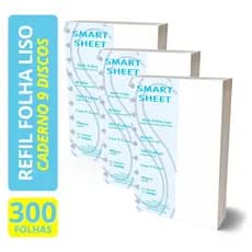 Refil Caderno Discos 90g Liso Medio 300 Folhas 9 Furos