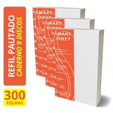 Refil Caderno Discos 120g Pauta Branca 300 Folhas 9 Furos 17,2x23,1cm