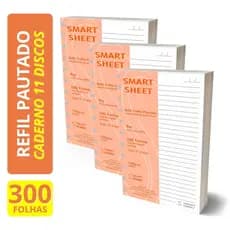 Refil Caderno Discos 120g Pautado 300 Folhas 11 Furos 20x27,5cm