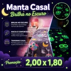Coberta Manta Casal Brilha no Escuro Infantil Microfibra 2,00x1,80m
