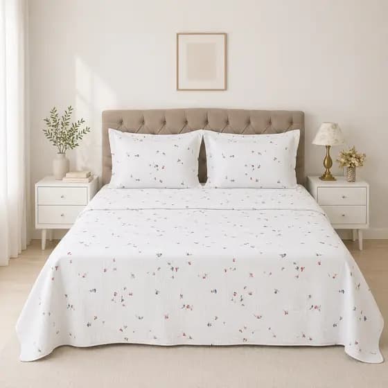 Cobre Leito King Colcha Kit 3 Peças - Tecido Piquet Varias Estampas Promoção