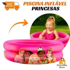 Piscina Inflável Princesas Infantil 37 litros – Diversão e Refresco para Crianças em Casa, Praia ou Jardim.