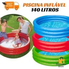 Piscina Inflável 140 Litros Infantil para Brincar e se Refrescar em Casa ou Praia – Cores Aleatórias