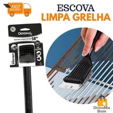 Escova Limpa Grelha 3 em 1 – Remove Resíduos e Gordura, Ideal para Churrasqueiras, Fogões e Grelhas em Geral