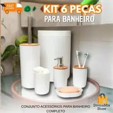 Kit Banheiro 6 Peças Branco – Organização e Higiene para Uso Doméstico, Casa, Apartamento e Escritório