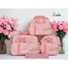 kit de  Bolsa  Maternidade Luxo Fita bordada (4 Peças)