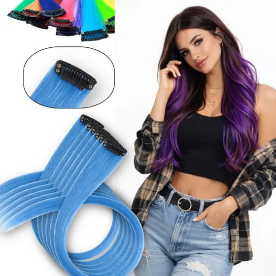 Kit 6 Mechas Coloridas 70cm – Aplique Tic-Tac Liso