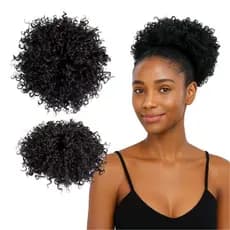 Coque De Cabelo Afro Puf Organico 100% - Afro Puff Cacheado Excelente Qualidade