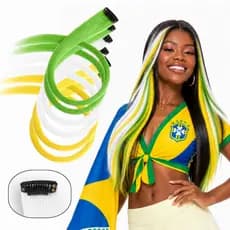 Kit 6 Mechas Coloridas para Copa do Mundo | Verde, Amarelo e Branco| Cabelo  Torcida Brasil