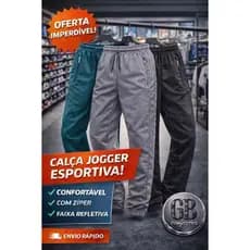 Kit 2 Calças Chimpa Masculina Bolsos Com Ziper Esportiva Corrida Academia Calça Forrada