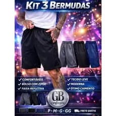 KIT 2 OU 3 BERMUDAS MASCULINA ESPORTIVA E PARA DIA A DIA BERMUDA ADULTO PARA ACADEMIA