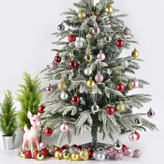 Bola tubo de natal fosca glitter e brilho 4cm-8cm