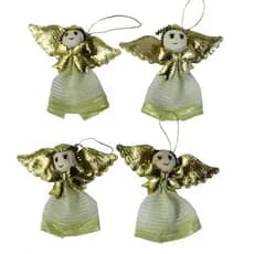 Enfeite de natal anjo tecido de pendurar/Kit com 4