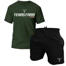 Conjunto Kit Camisa e Short Masculino Estampado Country Texas