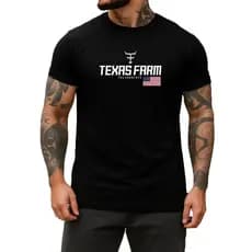Camiseta Texas Farm Country Masculina Rodeio Vaquejada Algodão Penteado