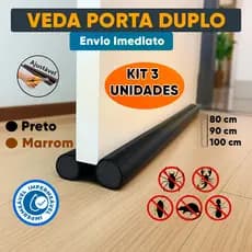 Kit 3 Veda Porta Rolinho Ajustável Duplo Impermeável – 80cm a 100cm | Preto ou Marrom
