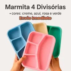 Marmita Lunch Box com 4 Divisórias para Organizar lanches com Tampa