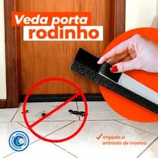 Kit 3 Veda Porta Rodinho 80cm Preto | Impermeável | Contra Insetos e Poeira