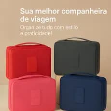 Frasqueira Necessaire de Viagem Multi Pouch Dobrável com Divisórias