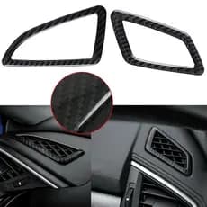 2 Pçs De Fibra Carbono Interior Console Painel AC Saída Ventilação Ar Quadro Capa Guarnição Adesivos Para Honda Civic 10