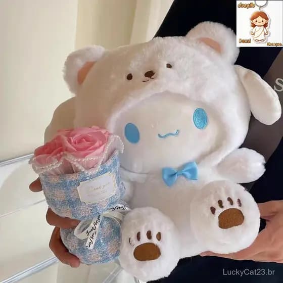 Brinquedo de pelúcia Cinnamoroll de 22cm, Melody, Kuromi, urso, Hello Kitty, brinquedo de pelúcia branco para role-playi