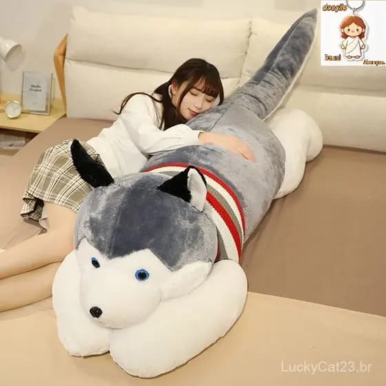 Boneca Grande Sling Husky, Brinquedo de Pelúcia de Cachorro Simulado, Boneca Infantil, Presente Confortável de Anivers